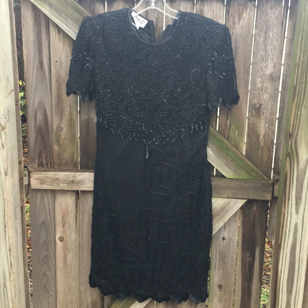 Vintage | 100% silk beaded ‘80s dress